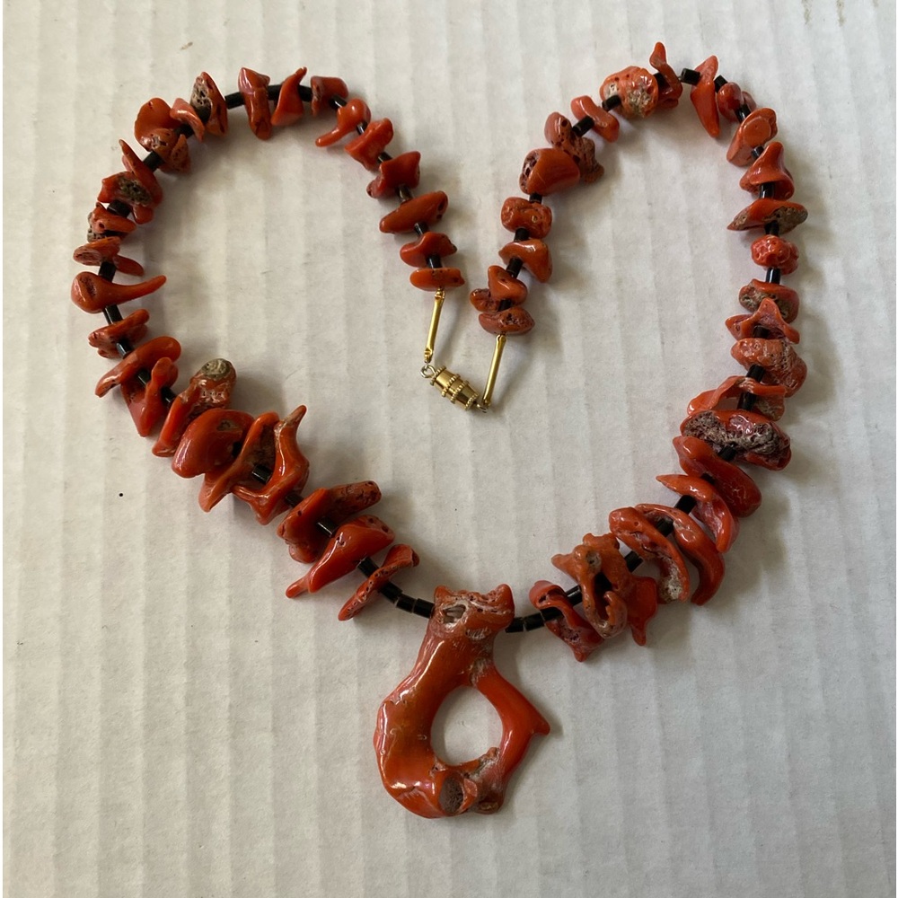 Rare Old Pawn Red Orange Coral with Heishi Necklace - Picture 1 of 9